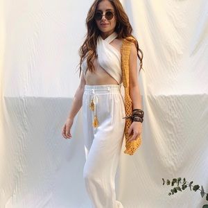 Amazing Soft White Silky Cotton Beach Pants // Festival Yoga Boho // Israeli
